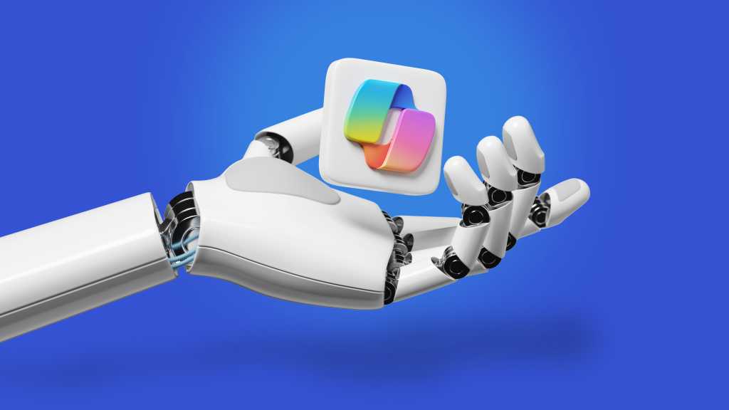Robot hand with copilot logo