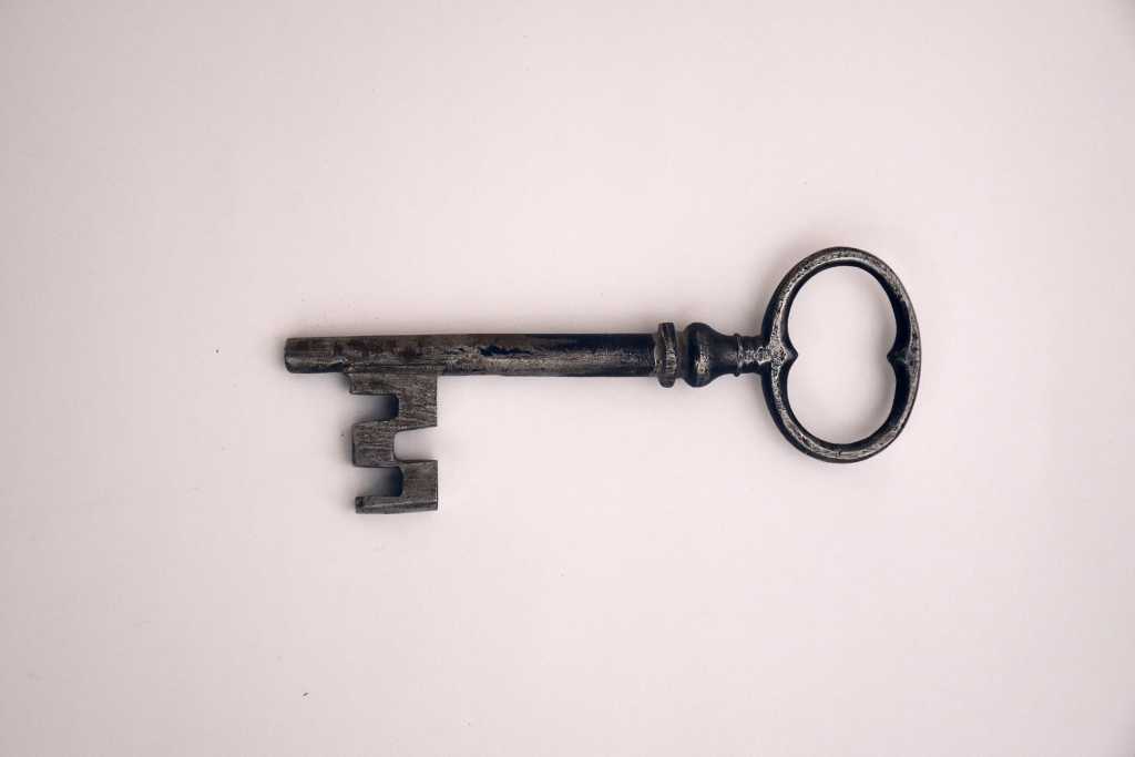 intricate old black metal skeleton key
