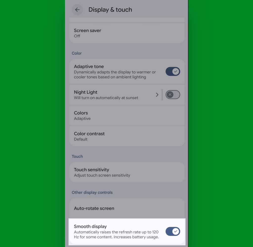 Android 16: Automatic display refresh rate
