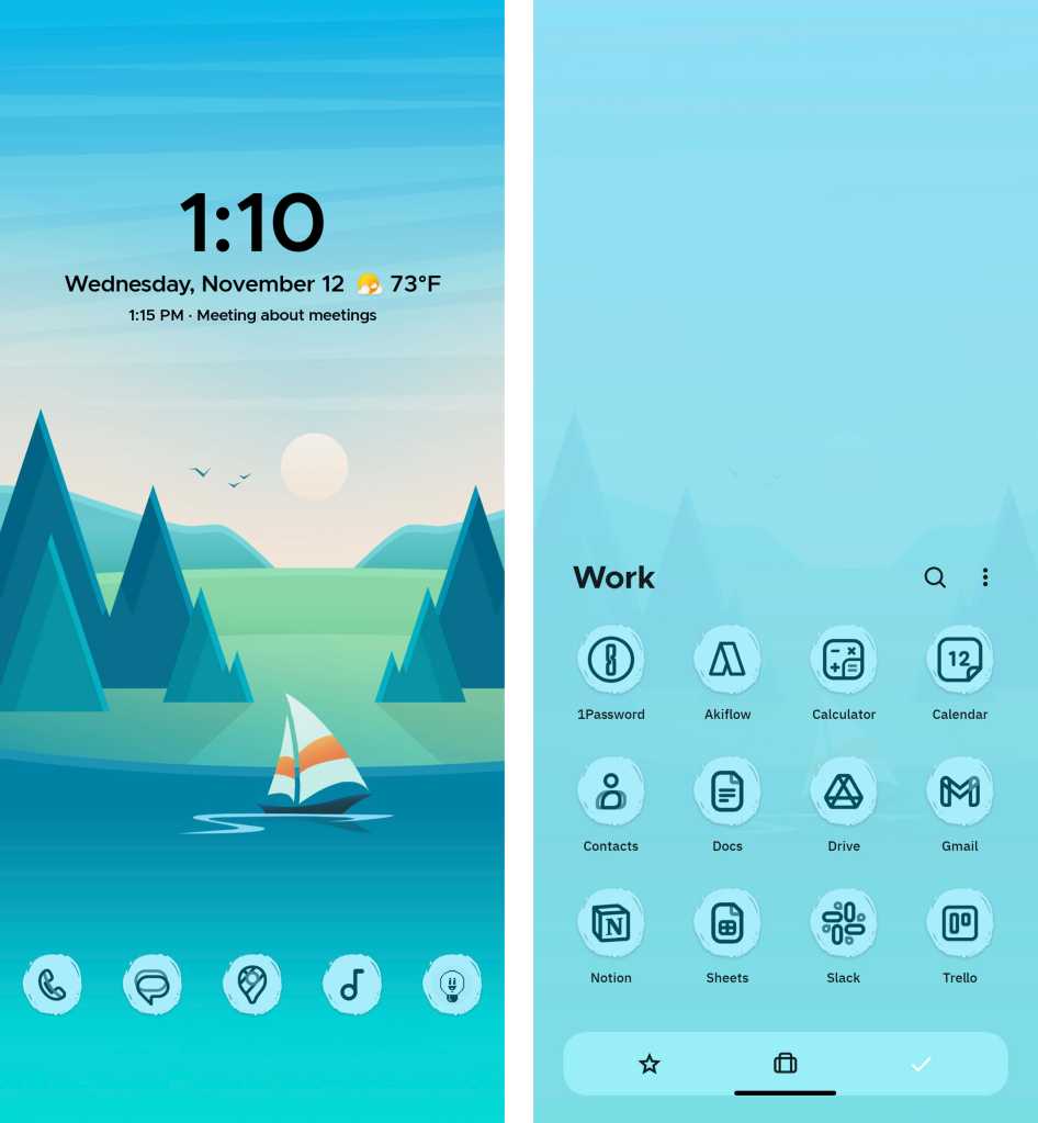 android home screen and app drawer customized with smart launcher