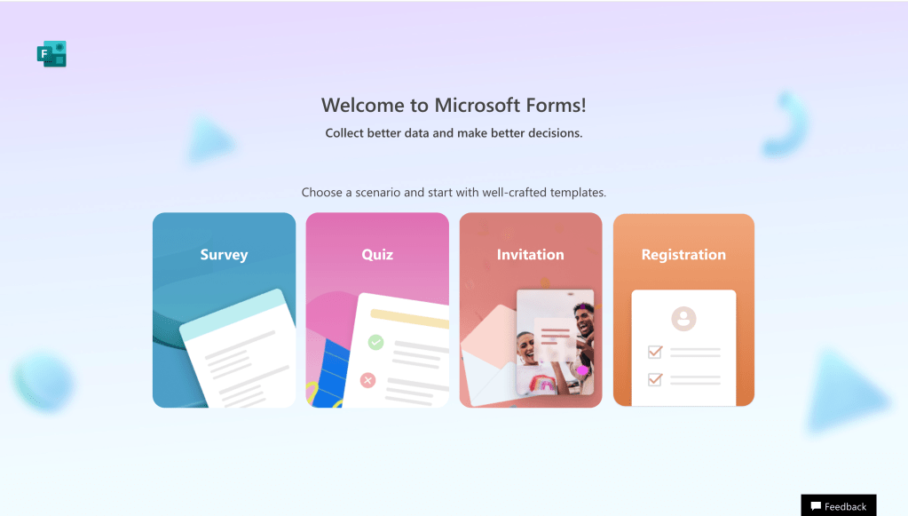 microsoft forms welcome page
