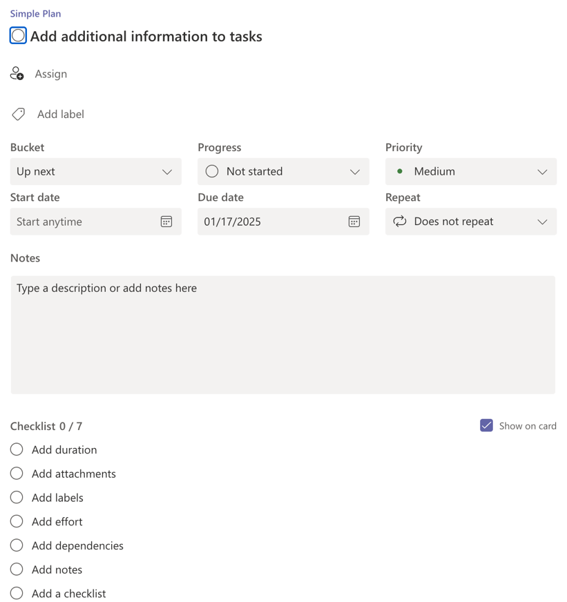 task details pane in microsoft planner